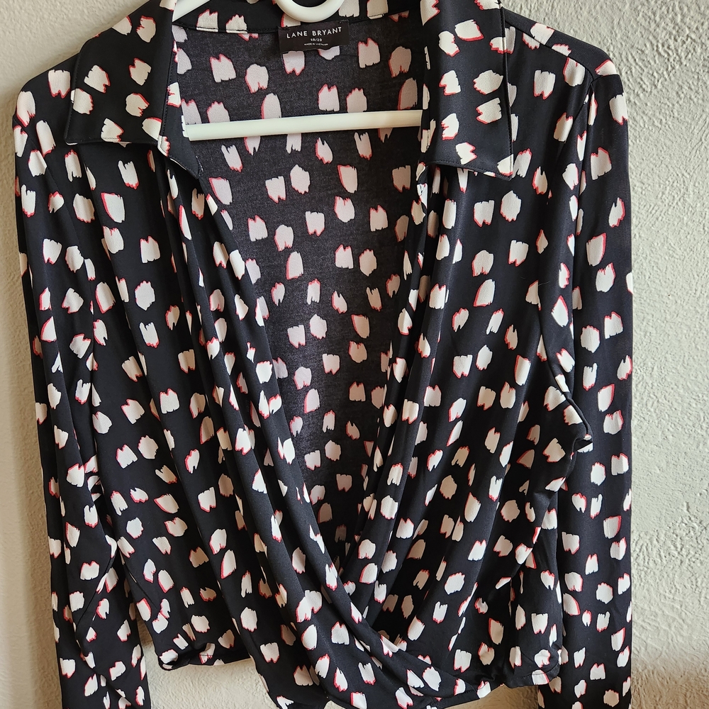 Lane Bryant Black and White Patterned Blouse